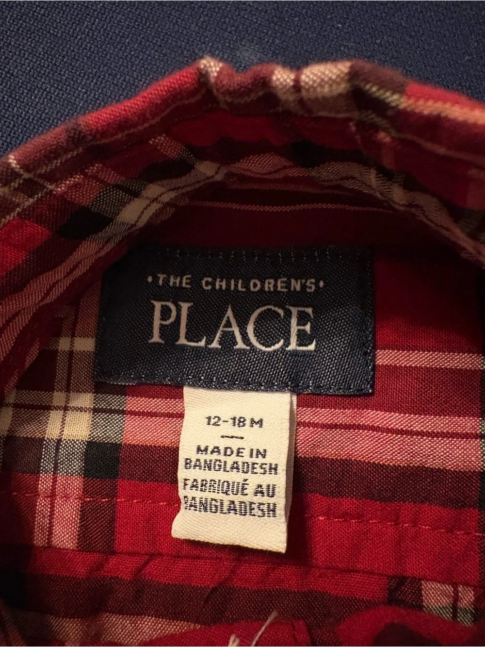 Red Plaid Button-Up Shirt toddler size 12-18m